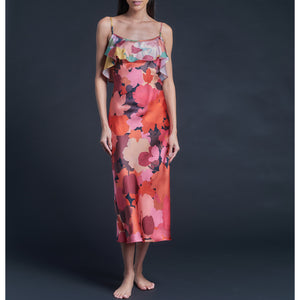 Anniversary Slip Dress in Silk Satin Liberty Print - Marina's Tea Garden