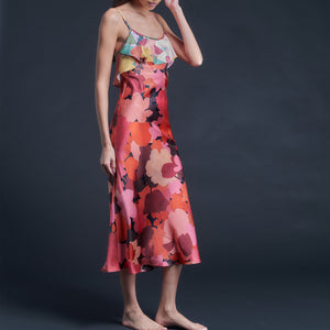 Anniversary Slip Dress in Silk Satin Liberty Print - Marina's Tea Garden