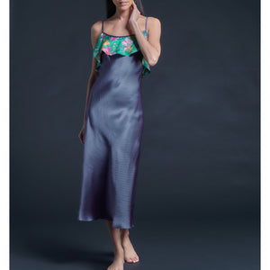 Anniversary Slip Dress in Silk Satin Liberty Print - Woodstock