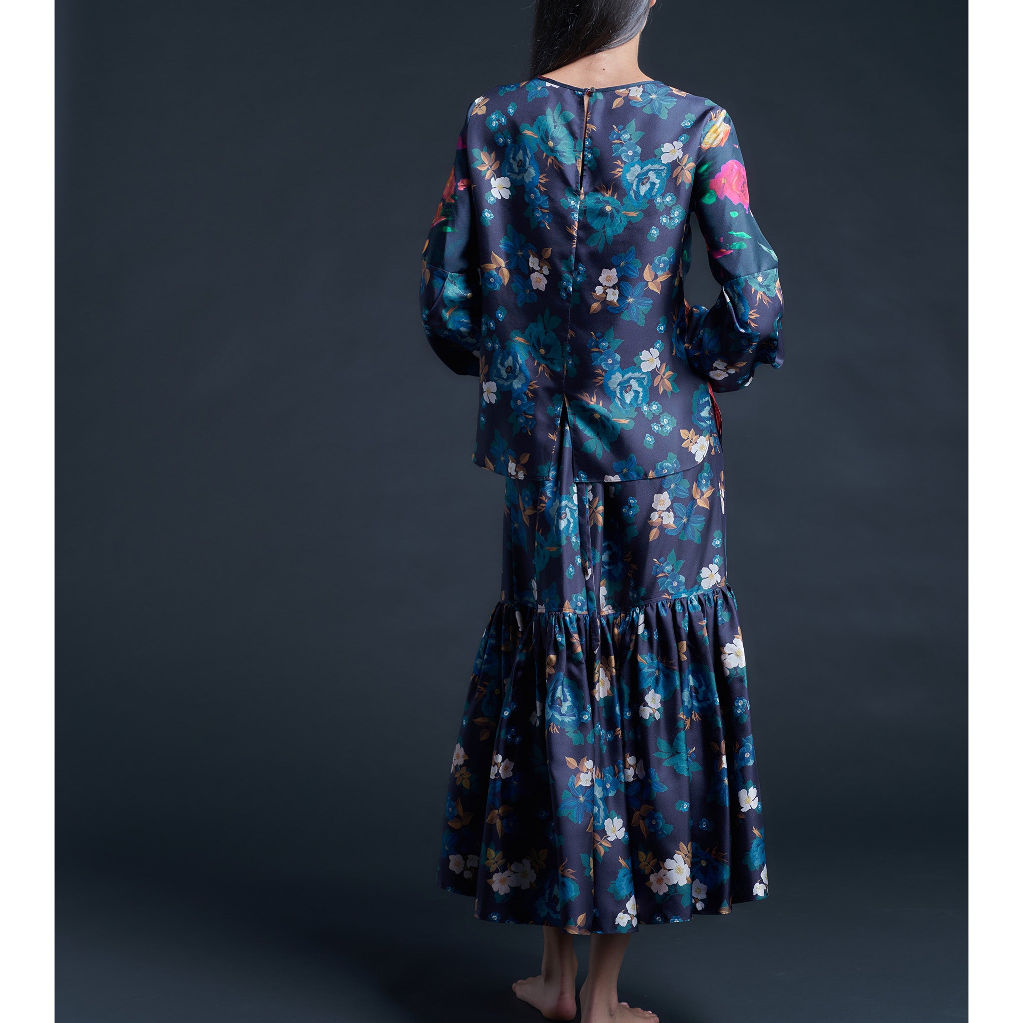 Anya Pleated Sleeve Blouse in Aphrodite's Love Liberty Print Silk Twill