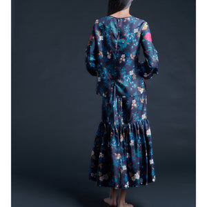 Anya Pleated Sleeve Blouse in Aphrodite's Love Liberty Print Silk Twill