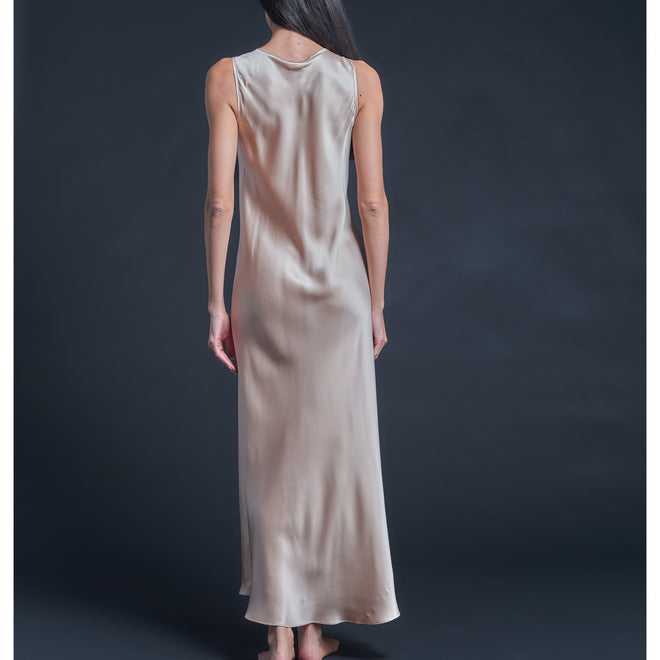 Ariadne Bias Cut Slip Dress in Blush Silk Charmeuse