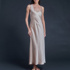 Ariadne Bias Cut Slip Dress in Blush Silk Charmeuse