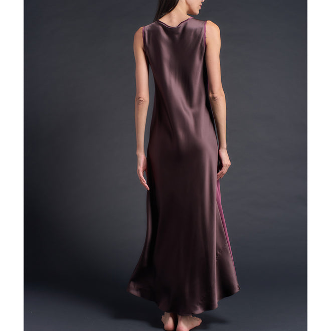 Ariadne Bias Cut Slip Dress in Garnet Espresso Silk Charmeuse