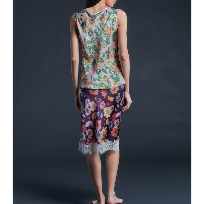 Kali Half Slip in Jessica’s Picnic Liberty Print Silk Charmeuse with Lace