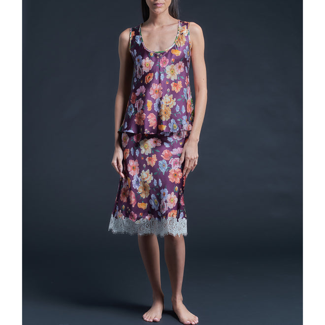 Ariadne Bias Cut Shell in Jessica’s Picnic Liberty Print Silk Satin