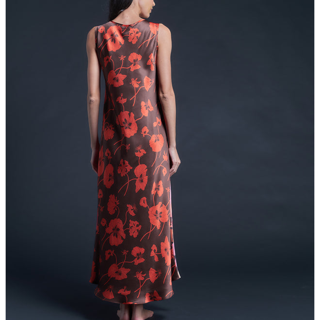 Ariadne Bias Cut Slip Dress in Marina's Tea Garden Liberty Print Silk Charmeuse
