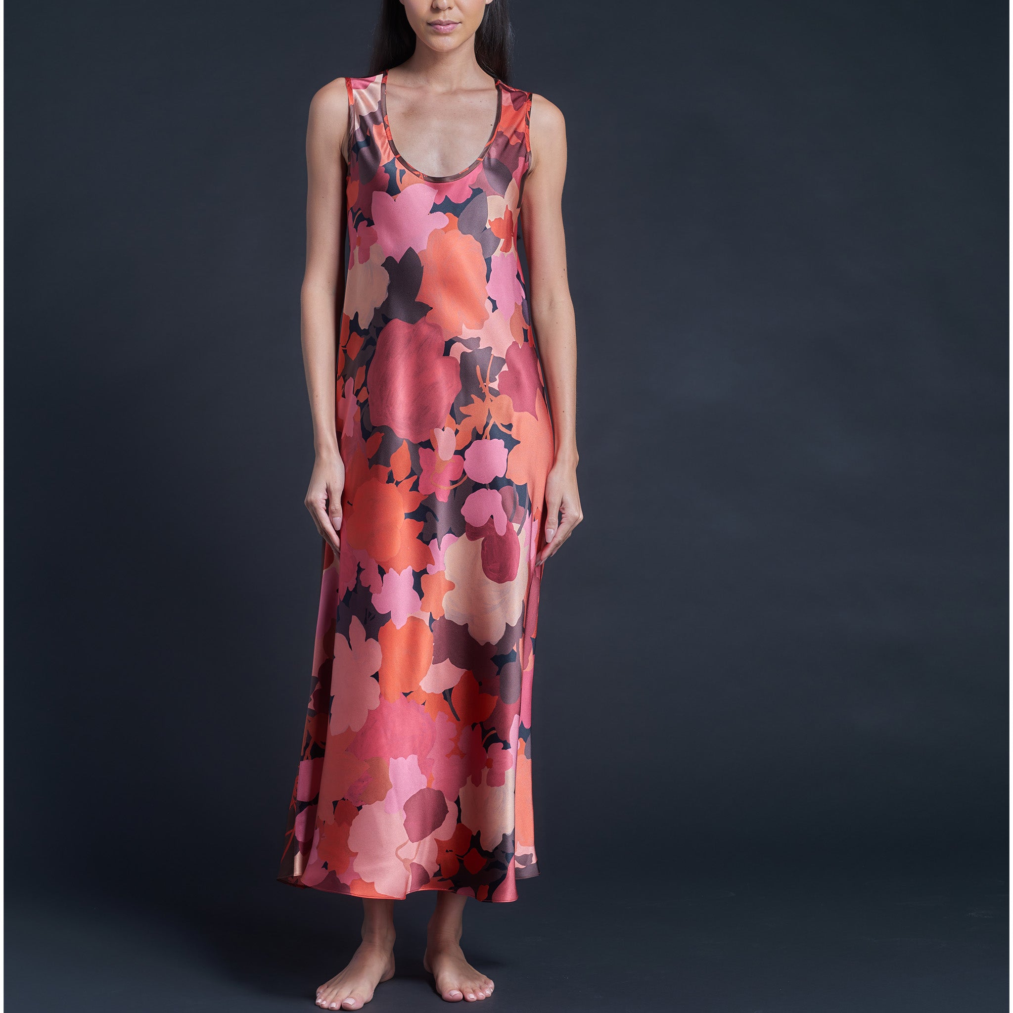 Ariadne Bias Cut Slip Dress in Marina's Tea Garden Liberty Print Silk Charmeuse