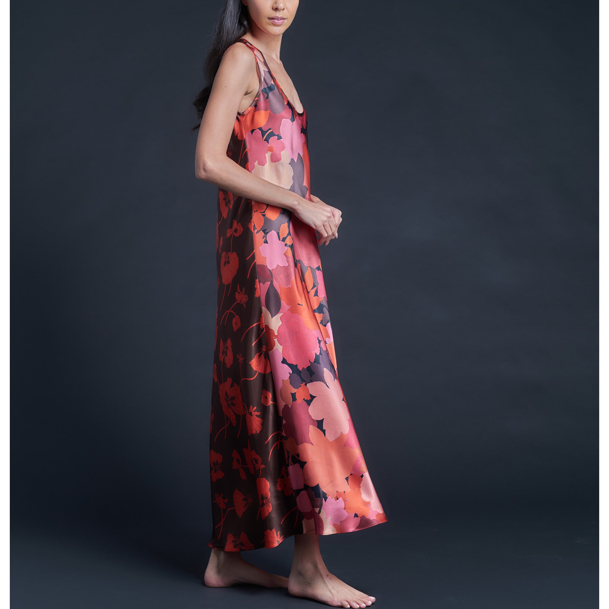 Ariadne Bias Cut Slip Dress in Marina's Tea Garden Liberty Print Silk Charmeuse