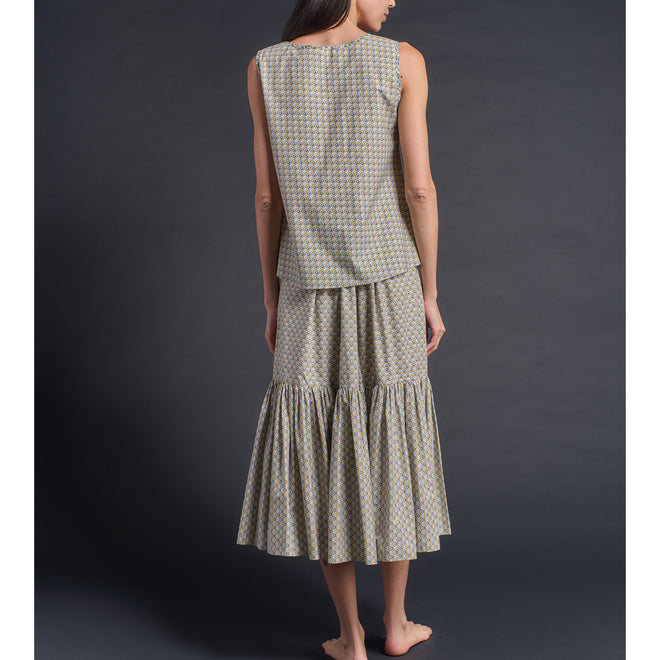 Ariadne Bias Cut Shell in Mary Anning Liberty Print Cotton