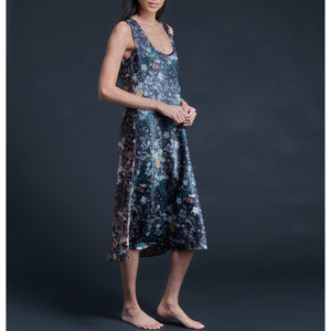 Ariadne Bias Cut Midi Slip Dress in Liberty Print Silk Charmeuse