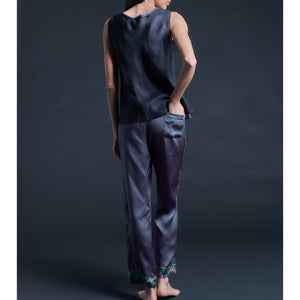 Ariadne Bias Cut Shell in Black Silk Organza