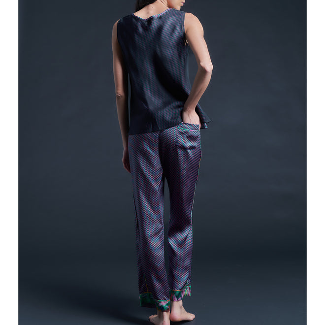 Ariadne Bias Cut Shell in Black Silk Organza