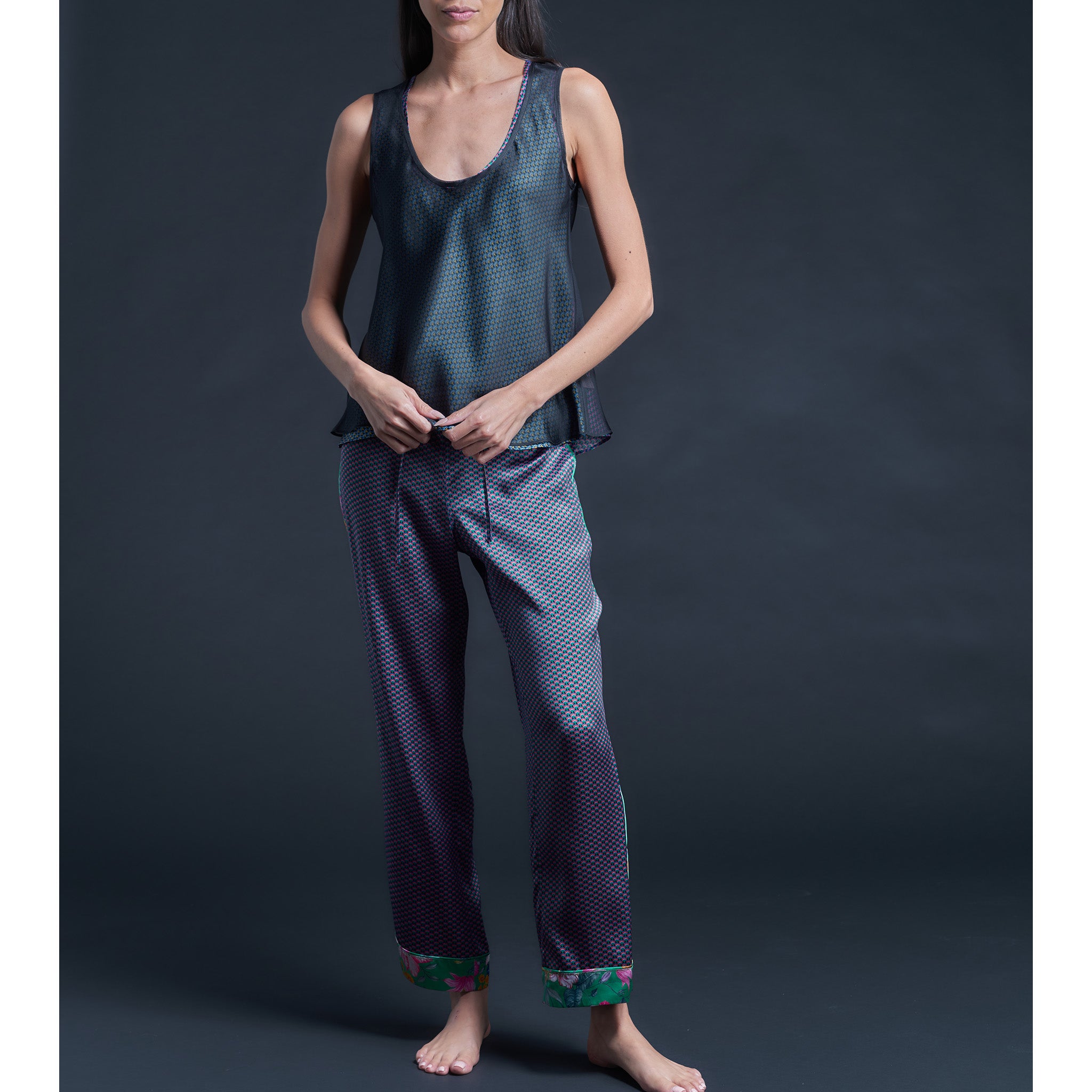 Ariadne Bias Cut Shell in Black Silk Organza