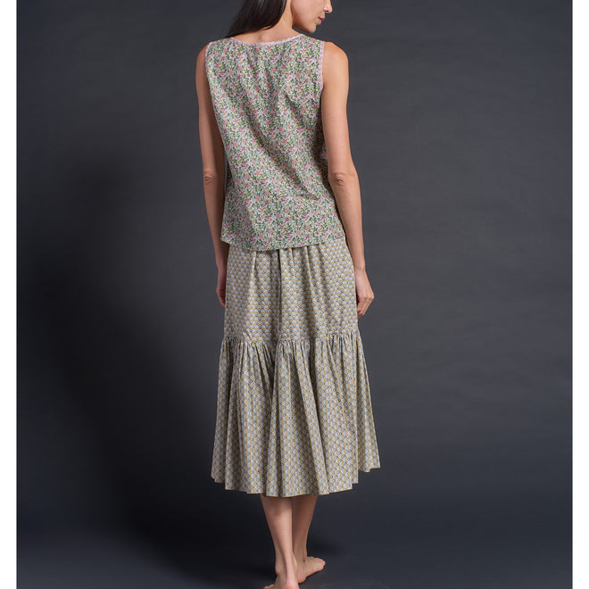 Ariadne Bias Cut Shell in Strawberry Fields Liberty Print Cotton