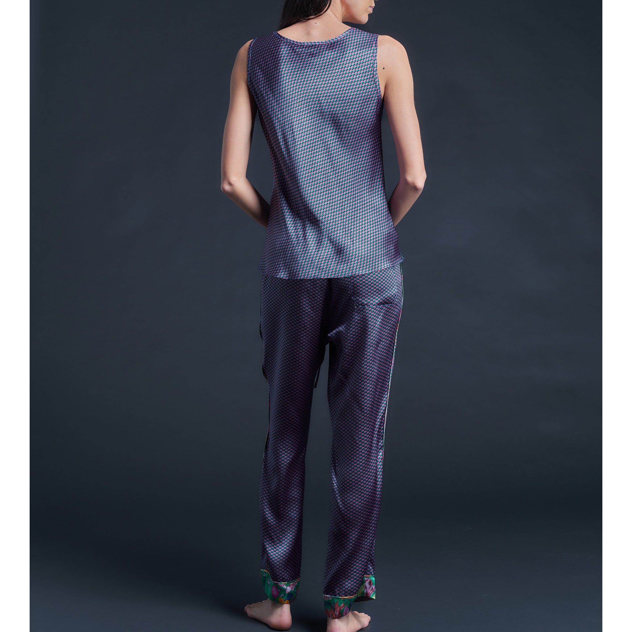 Ariadne Bias Cut Shell in Woodstock Liberty Print Silk Satin
