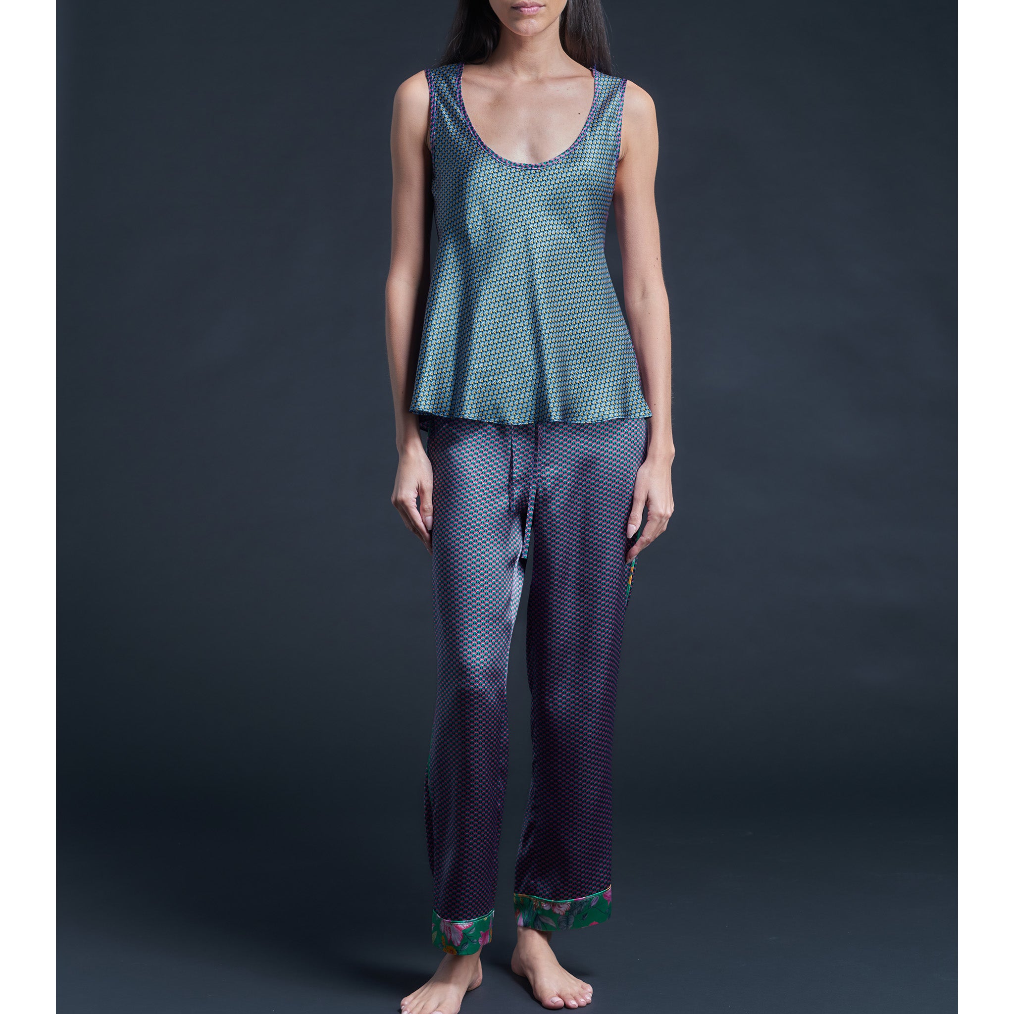 Ariadne Bias Cut Shell in Woodstock Liberty Print Silk Satin