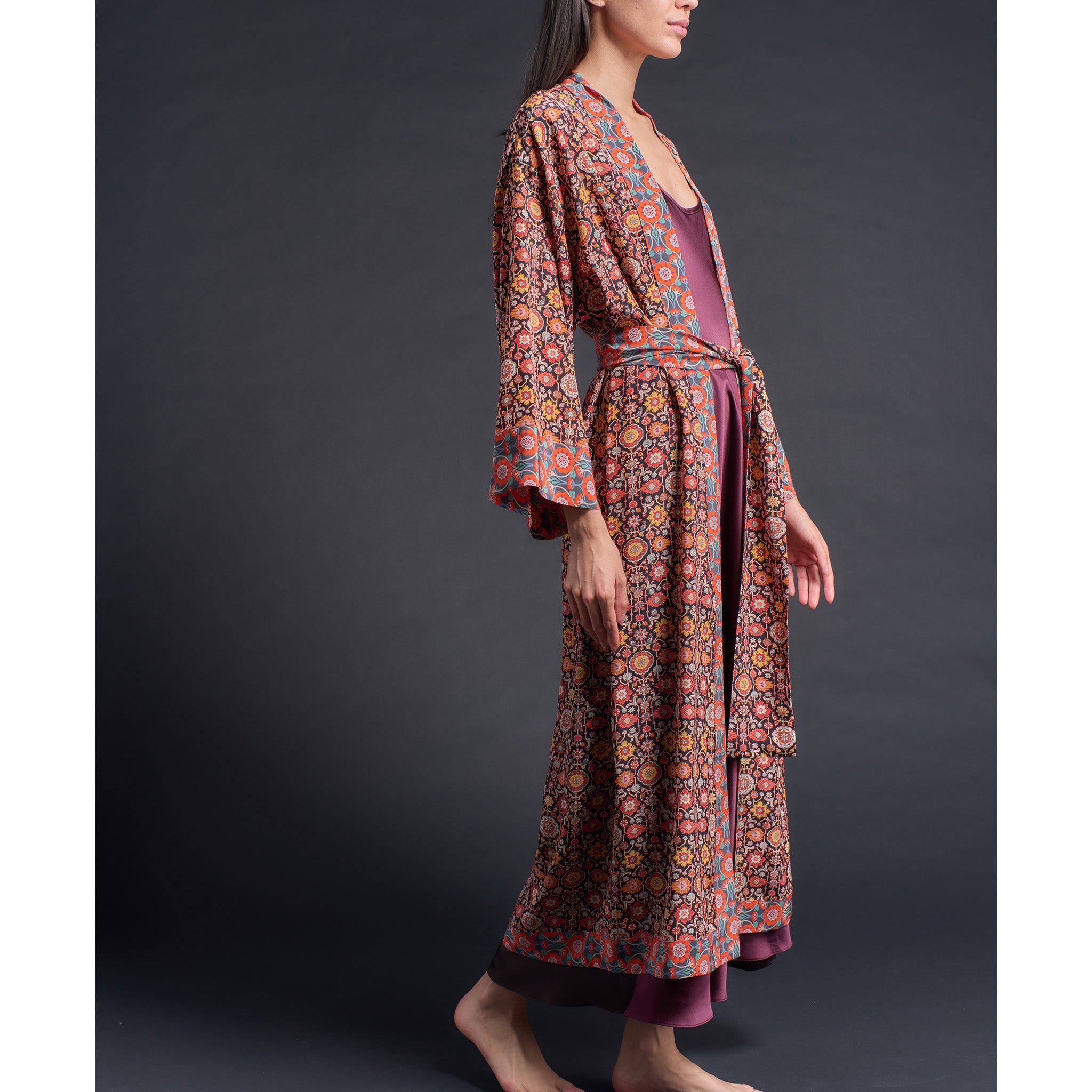 Asteria Kimono Robe in Cecil Liberty of London Print Silk Crepe De Chine