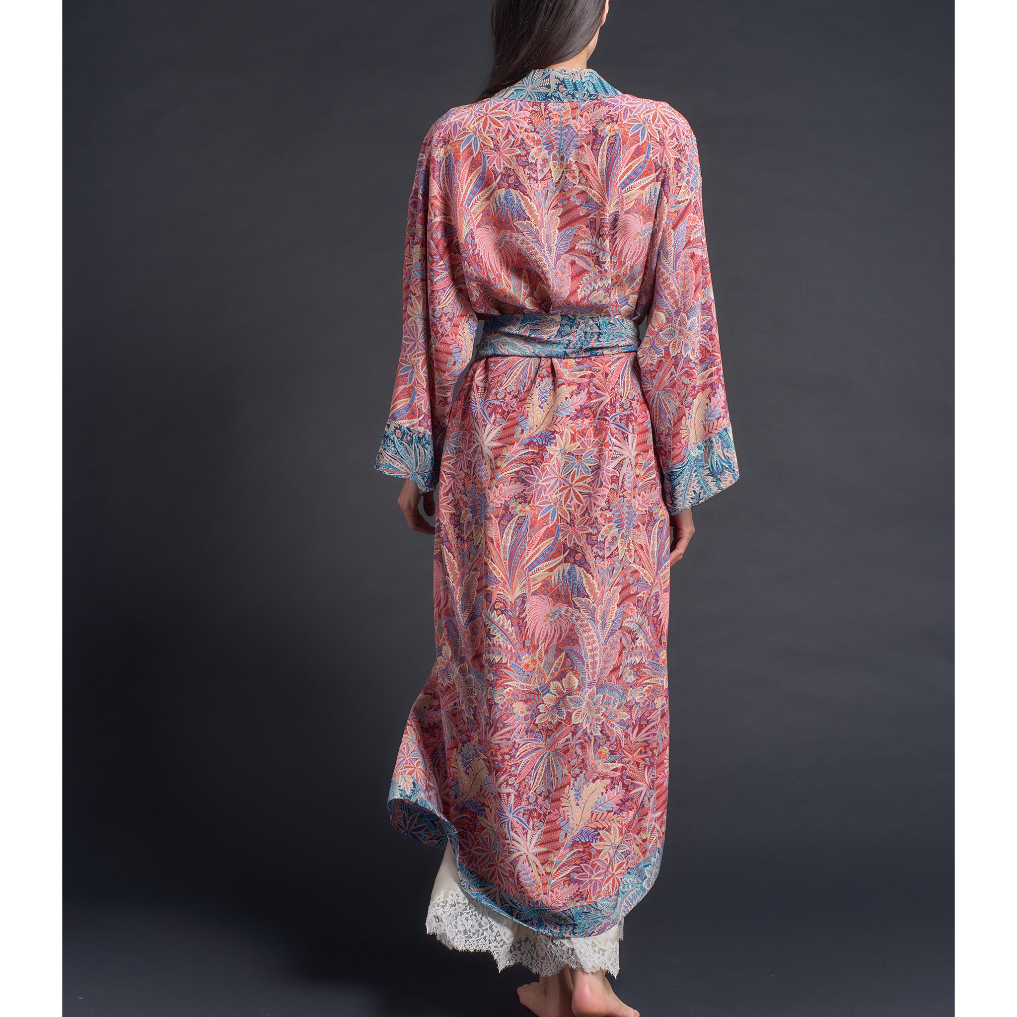 Asteria Kimono Robe in Pink Adelphi Liberty of London Print Silk Crepe De Chine