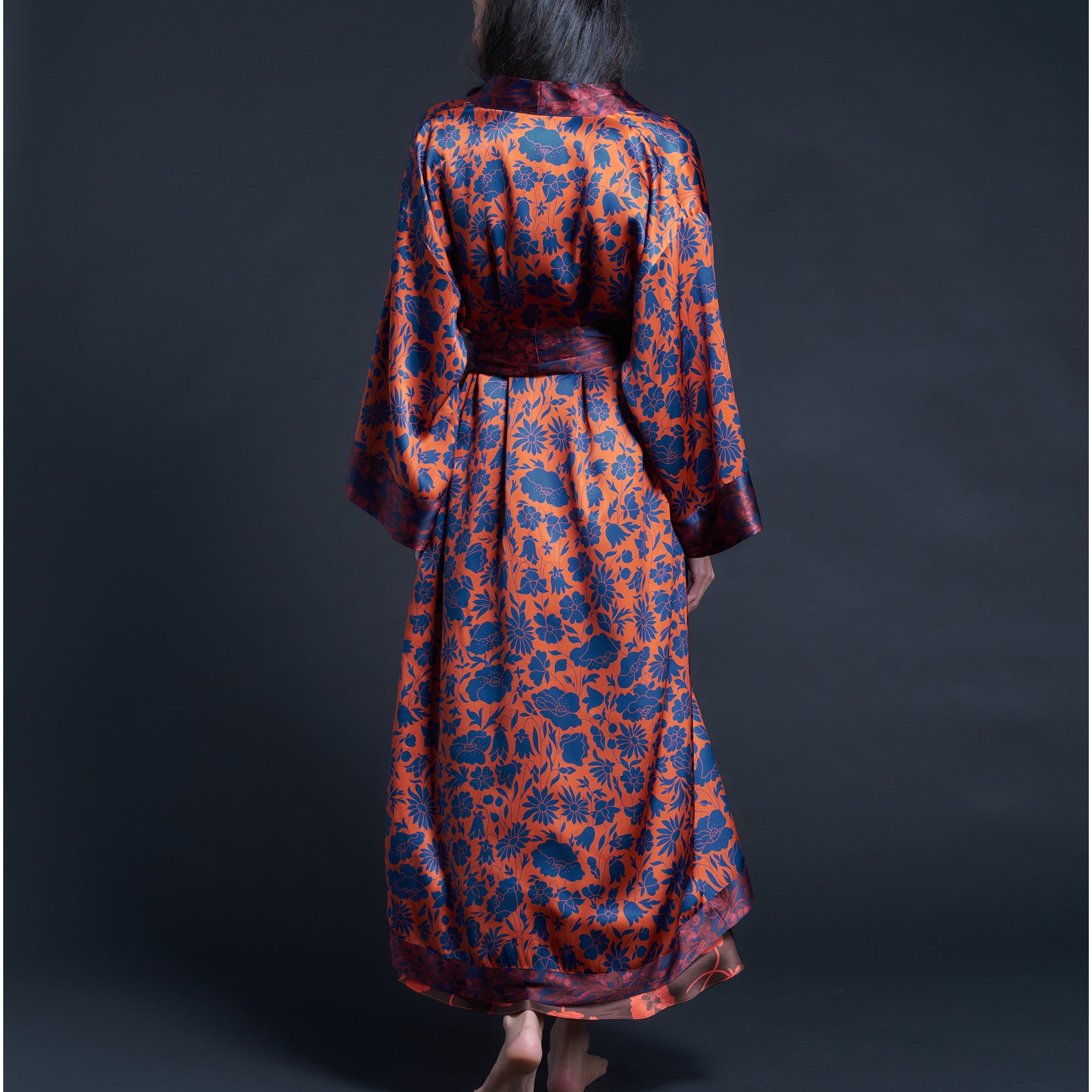 Asteria Kimono Robe in Poppy Dawn Liberty of London Print Silk Charmeuse