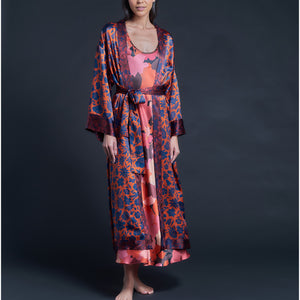 Asteria Kimono Robe in Poppy Dawn Liberty of London Print Silk Charmeuse