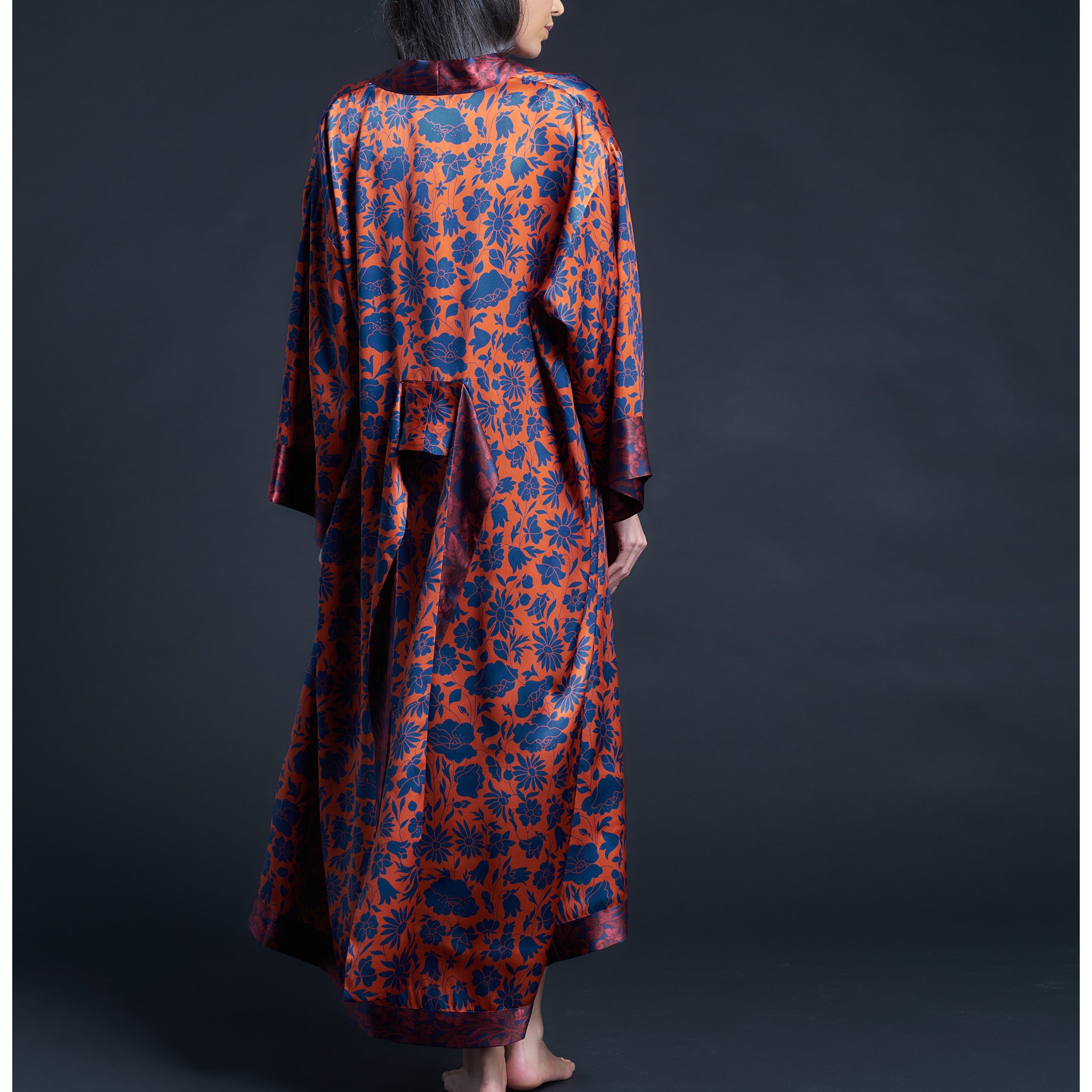 Asteria Kimono Robe in Poppy Dawn Liberty of London Print Silk Charmeuse