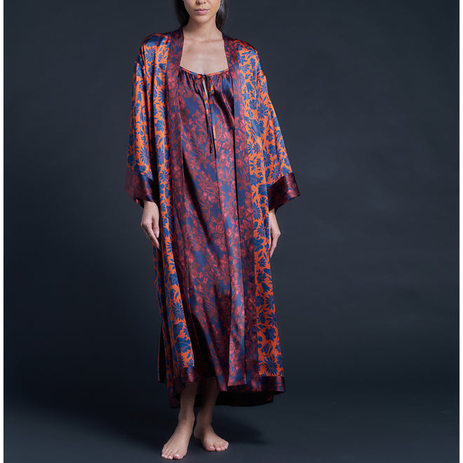 Asteria Kimono Robe in Poppy Dawn Liberty of London Print Silk Charmeuse