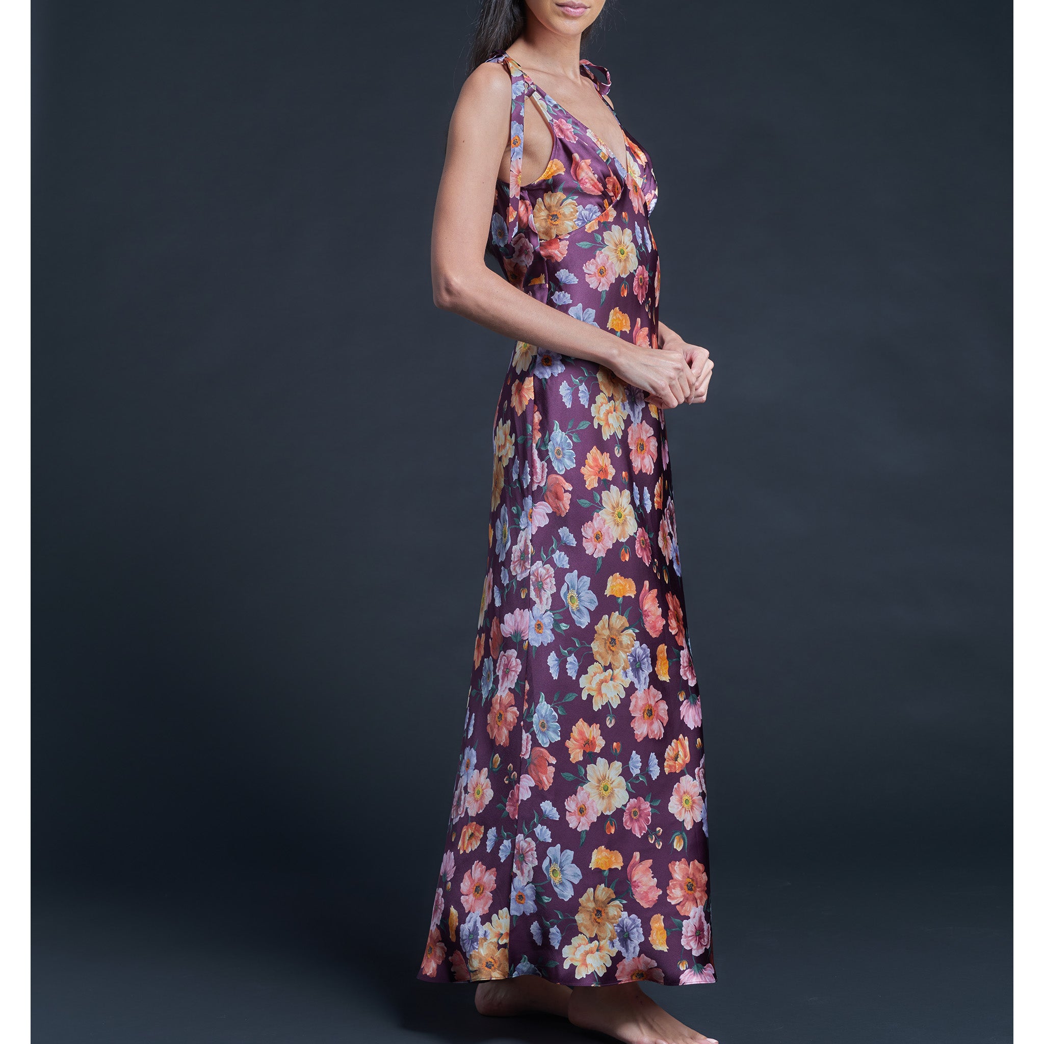 Ava Jessica’s Picnic Liberty Print Silk Satin Slip Dress