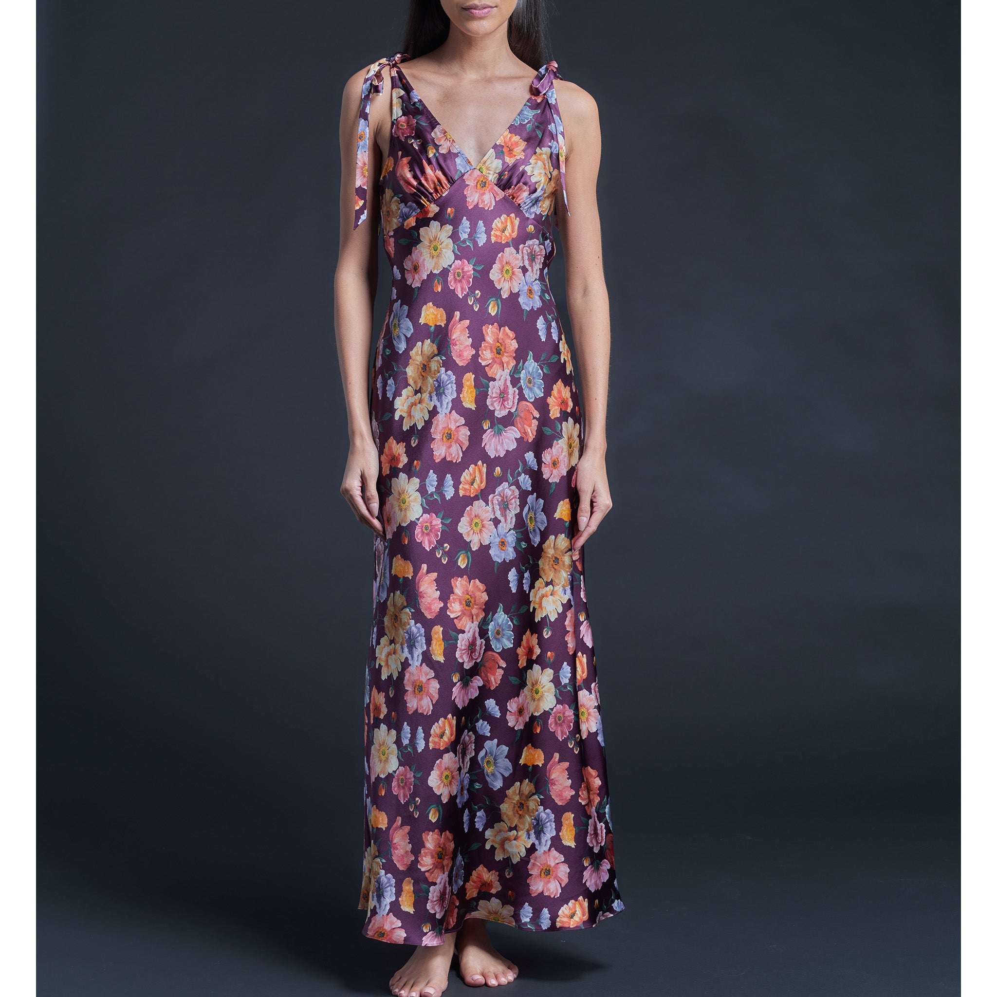 Ava Jessica’s Picnic Liberty Print Silk Satin Slip Dress