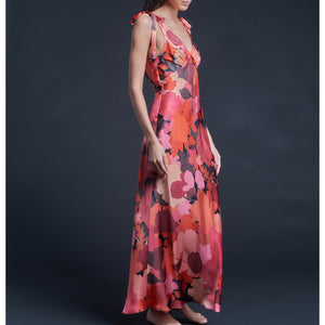 Ava Garnet Marina's Tea Garden Liberty Print Silk Satin Slip Dress