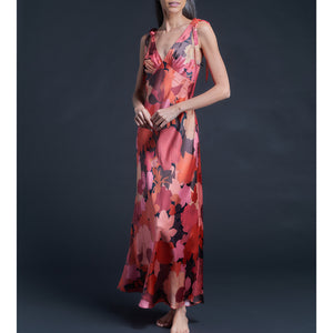 Ava Garnet Marina's Tea Garden Liberty Print Silk Satin Slip Dress