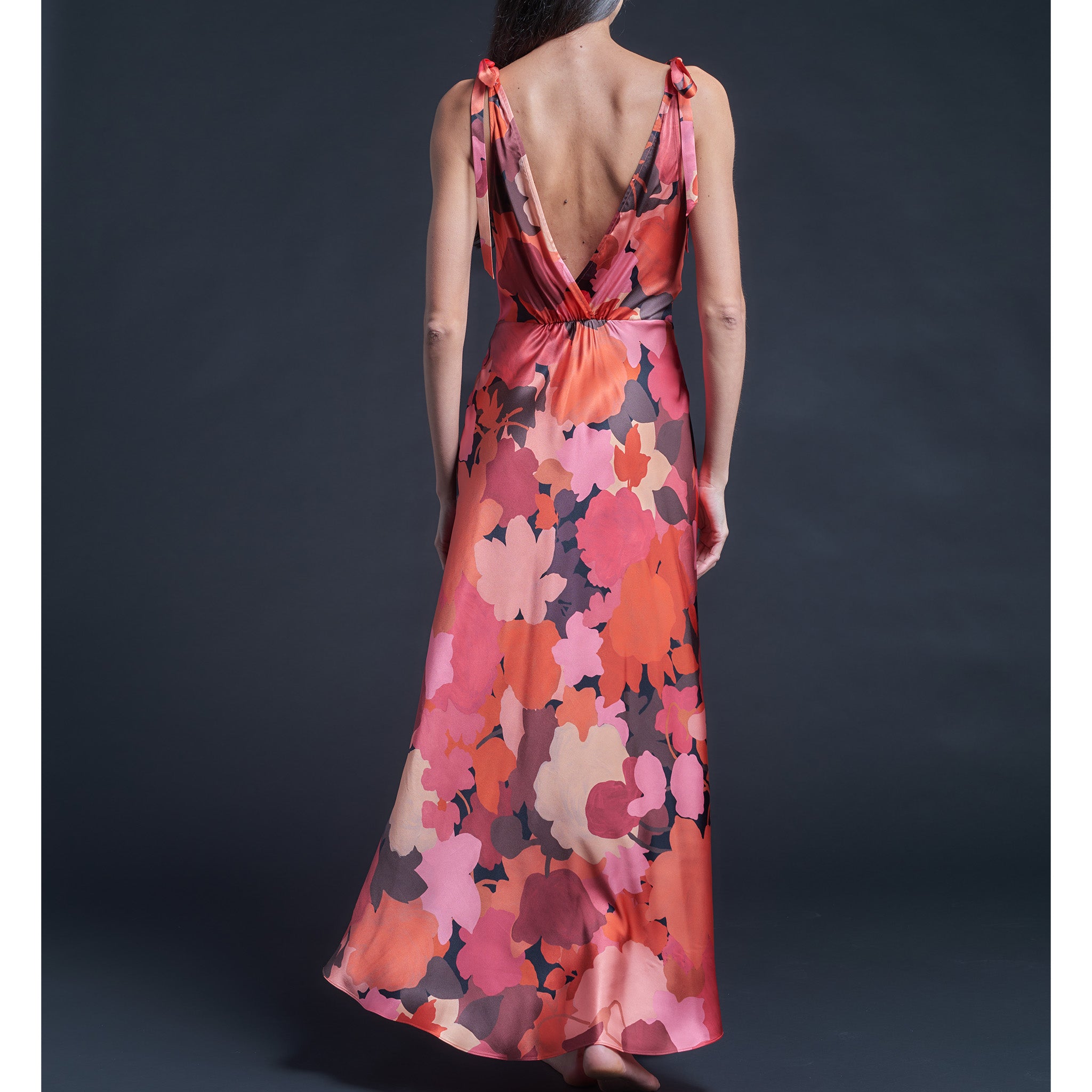 Ava Garnet Marina's Tea Garden Liberty Print Silk Satin Slip Dress