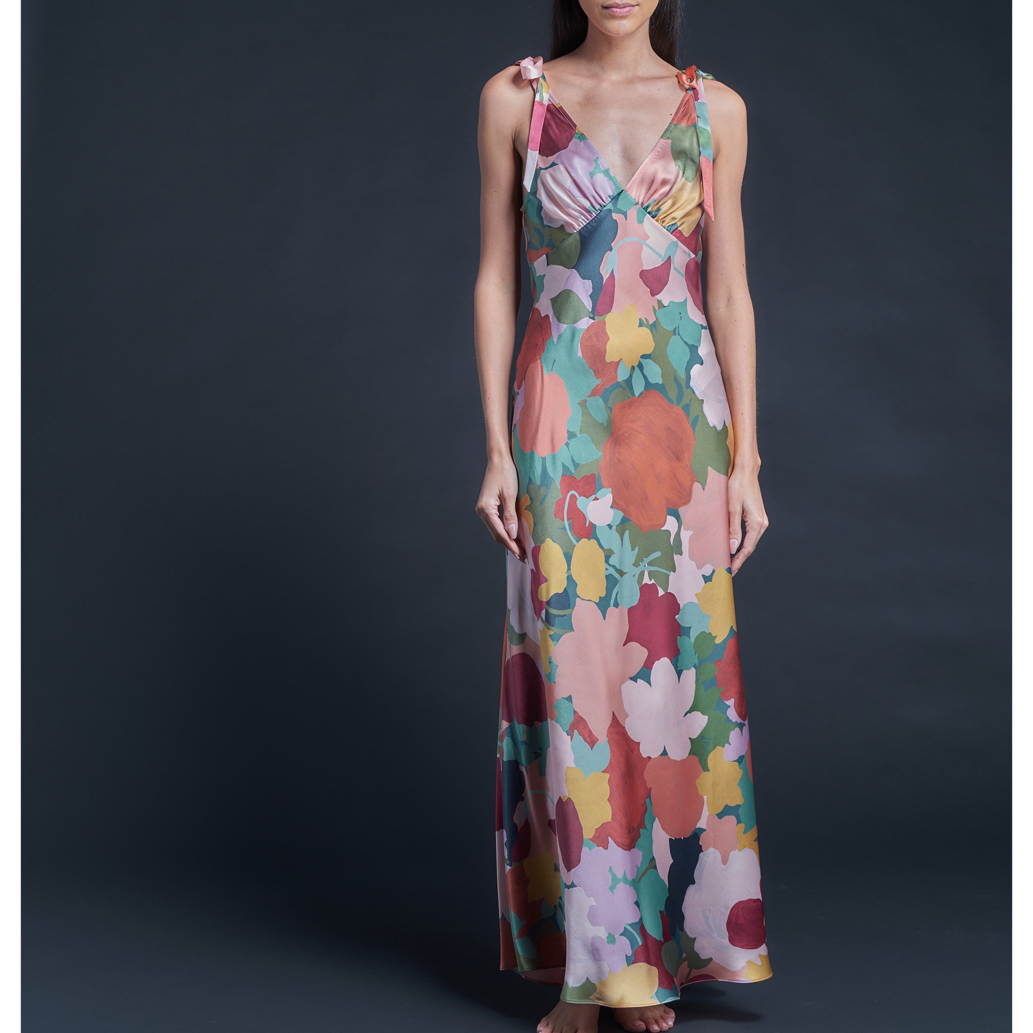 Ava Marina's Tea Garden Blush Liberty Print Silk Satin Slip Dress