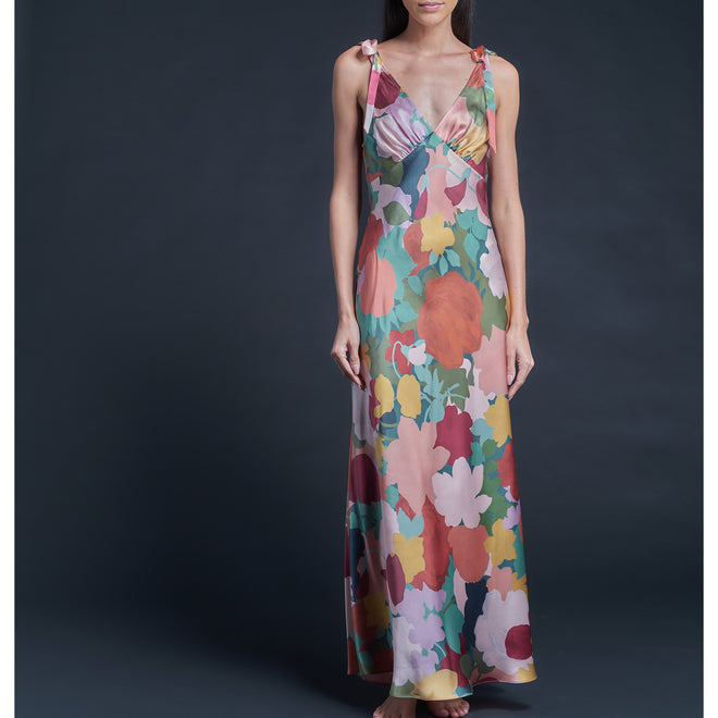 Ava Marina's Tea Garden Blush Liberty Print Silk Satin Slip Dress