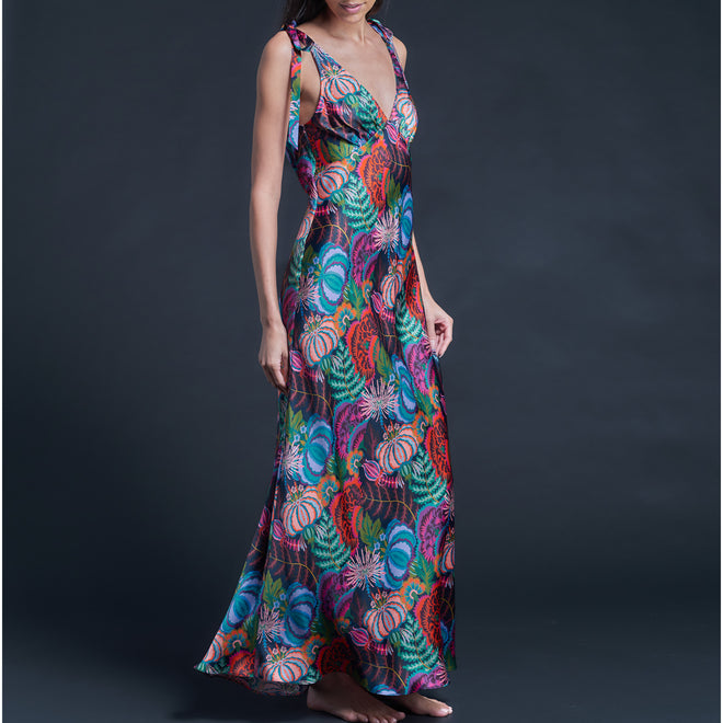 Ava Natasha Cloverdale Liberty Print Silk Charmeuse Slip Dress