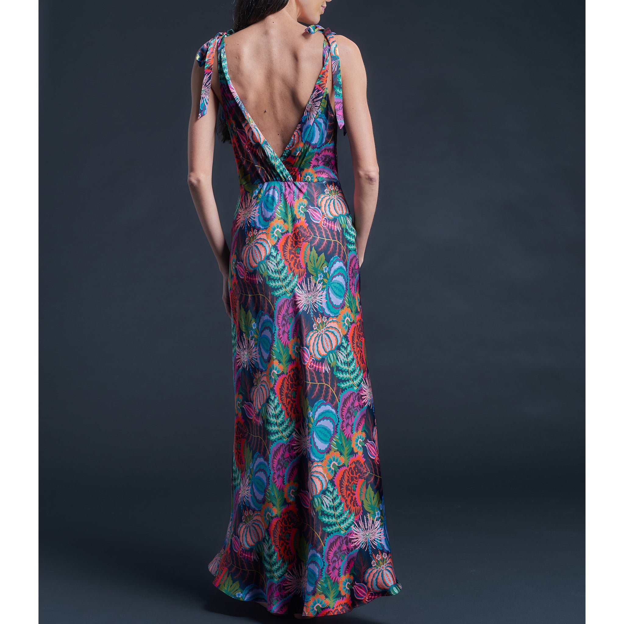 Ava Natasha Cloverdale Liberty Print Silk Charmeuse Slip Dress