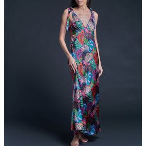 Ava Natasha Cloverdale Liberty Print Silk Charmeuse Slip Dress