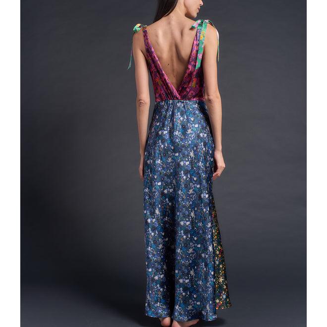 Ava Print Block Liberty Print Silk Charmeuse Slip Dress