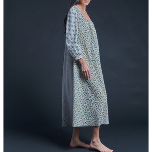 Long Bast Sleep Shirt in Combination Liberty Cotton Tana Lawn - Zachary