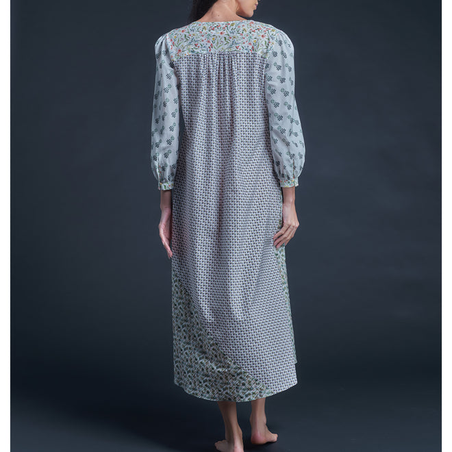 Long Bast Sleep Shirt in Combination Liberty Cotton Tana Lawn - Zachary