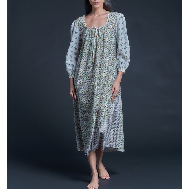 Long Bast Sleep Shirt in Combination Liberty Cotton Tana Lawn - Zachary