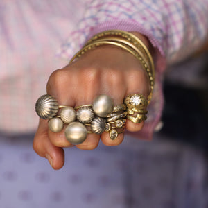 The Large Melon Orb Ring in Sterling Silver and Gold
