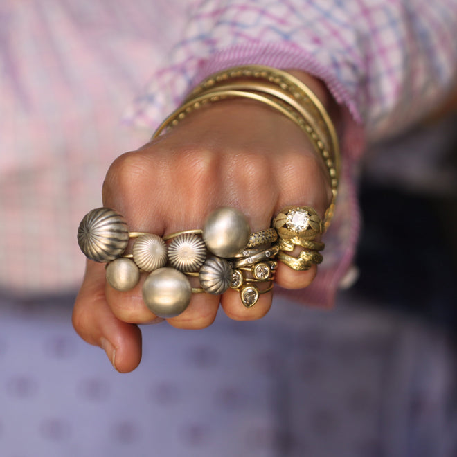 The Large Melon Orb Ring in Sterling Silver and Gold