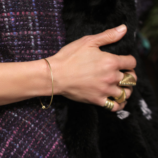 The Gold Bangle with Flower Bead