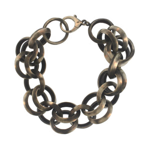 A Heavy Double Loop Bracelet in Oxidized Sterling Silver