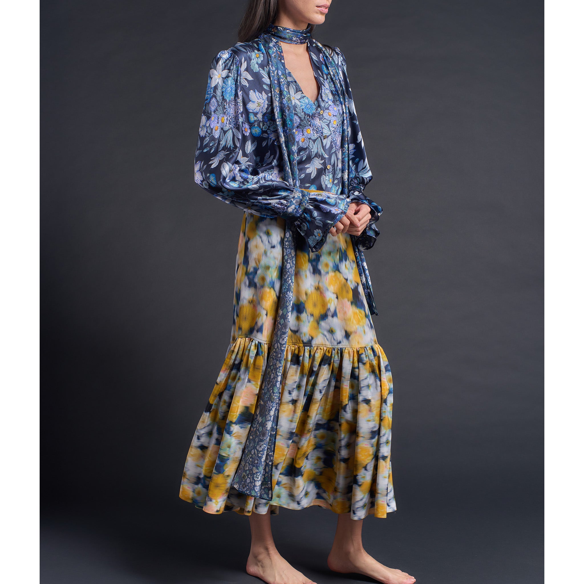 Isobel Blouse in Stately Bouquet Liberty Print Silk Charmeuse