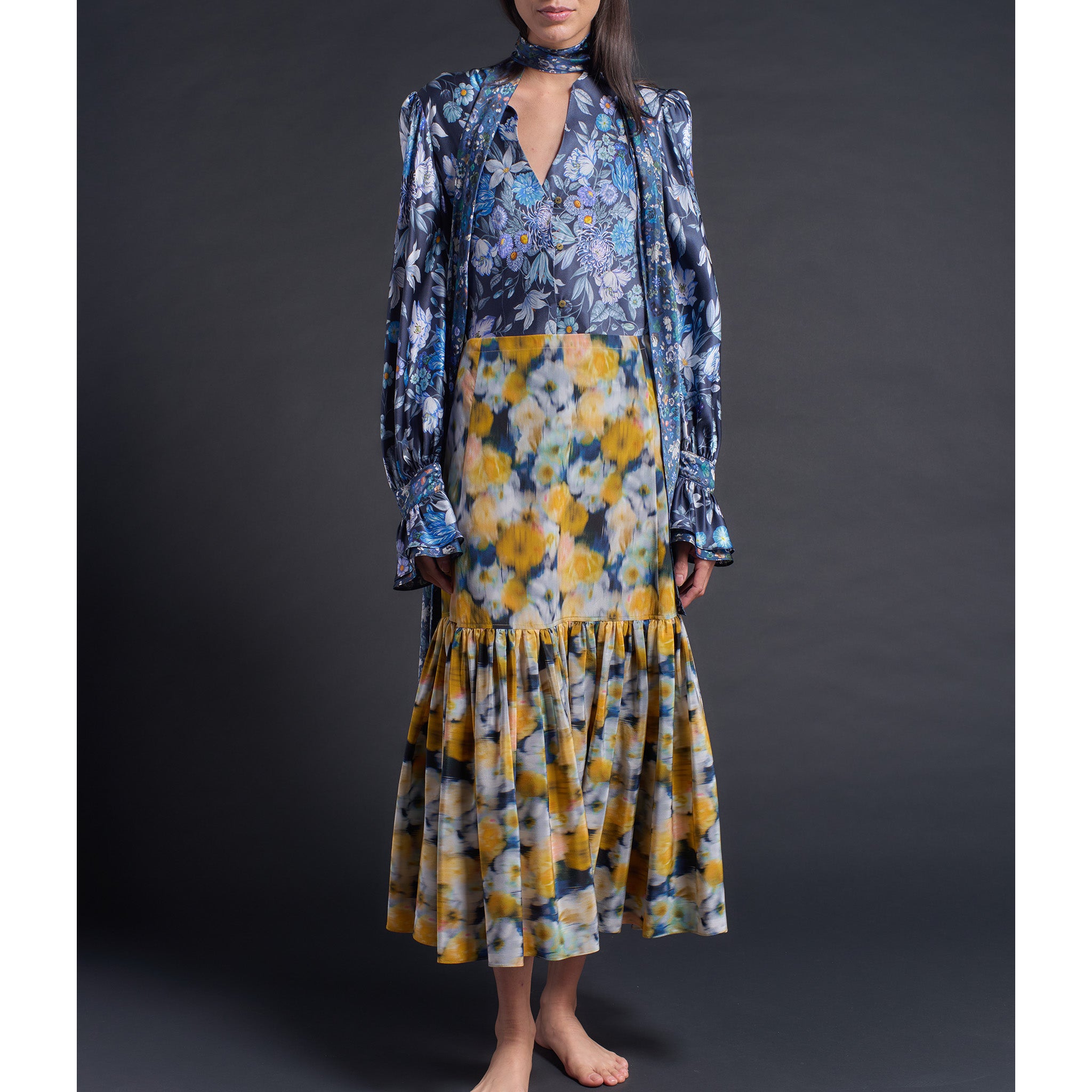 Isobel Blouse in Stately Bouquet Liberty Print Silk Charmeuse