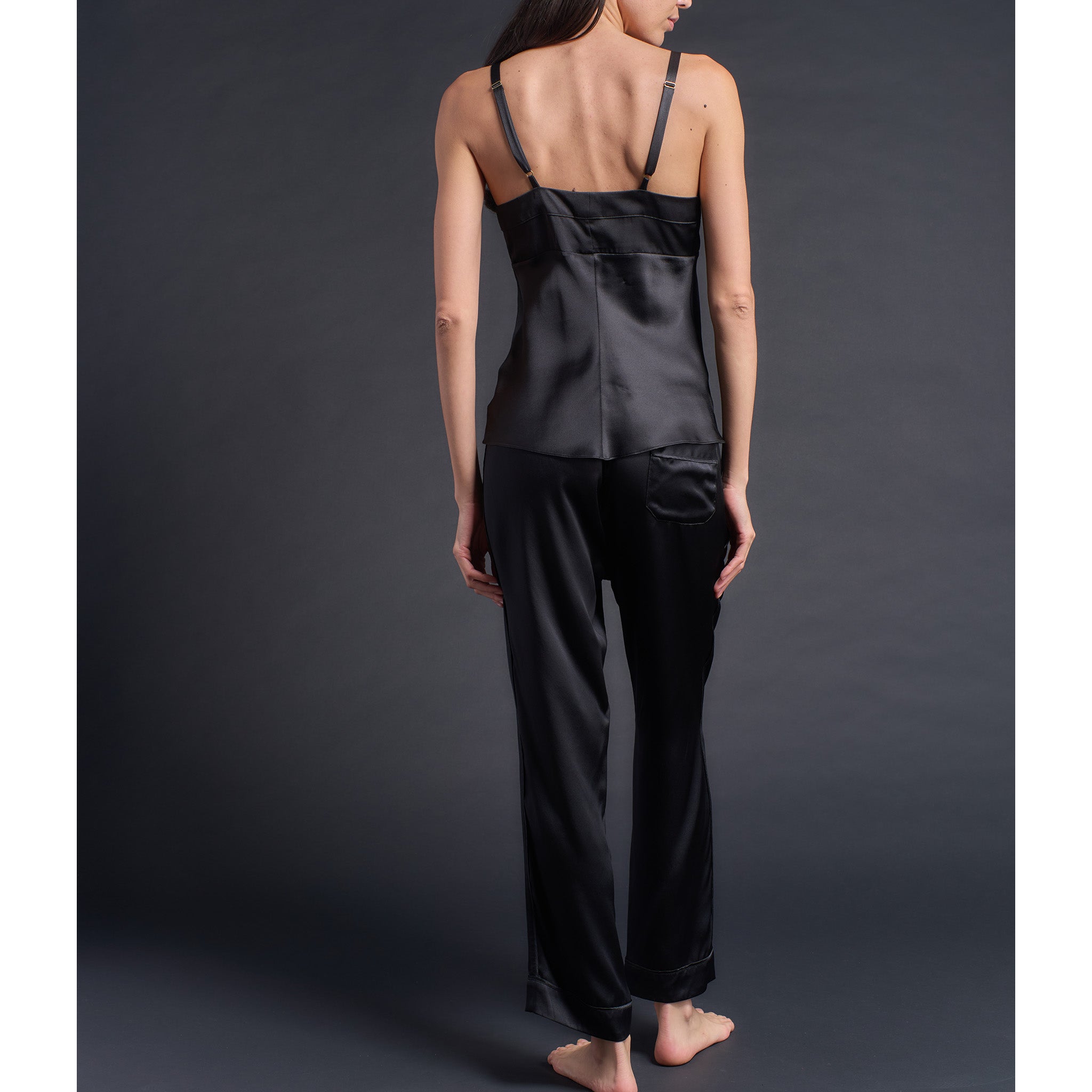 Pandora Camisole in Black Silk Charmeuse