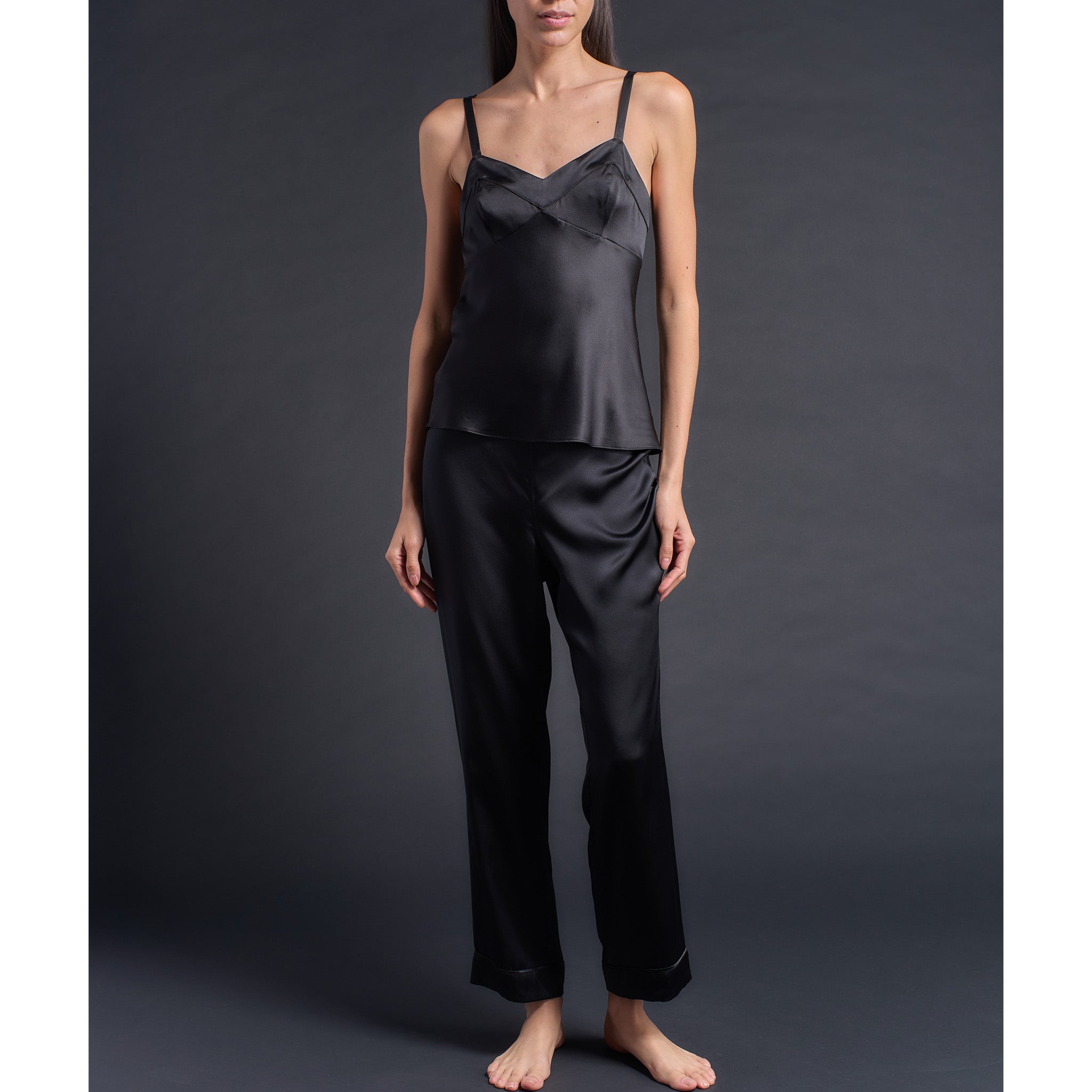 Pandora Camisole in Black Silk Charmeuse