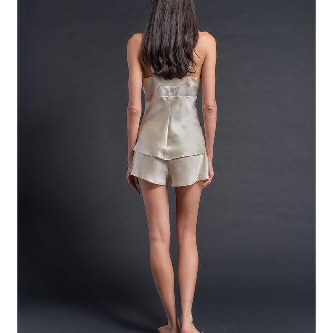 Pandora Camisole in Pearl/Topaz Silk Charmeuse